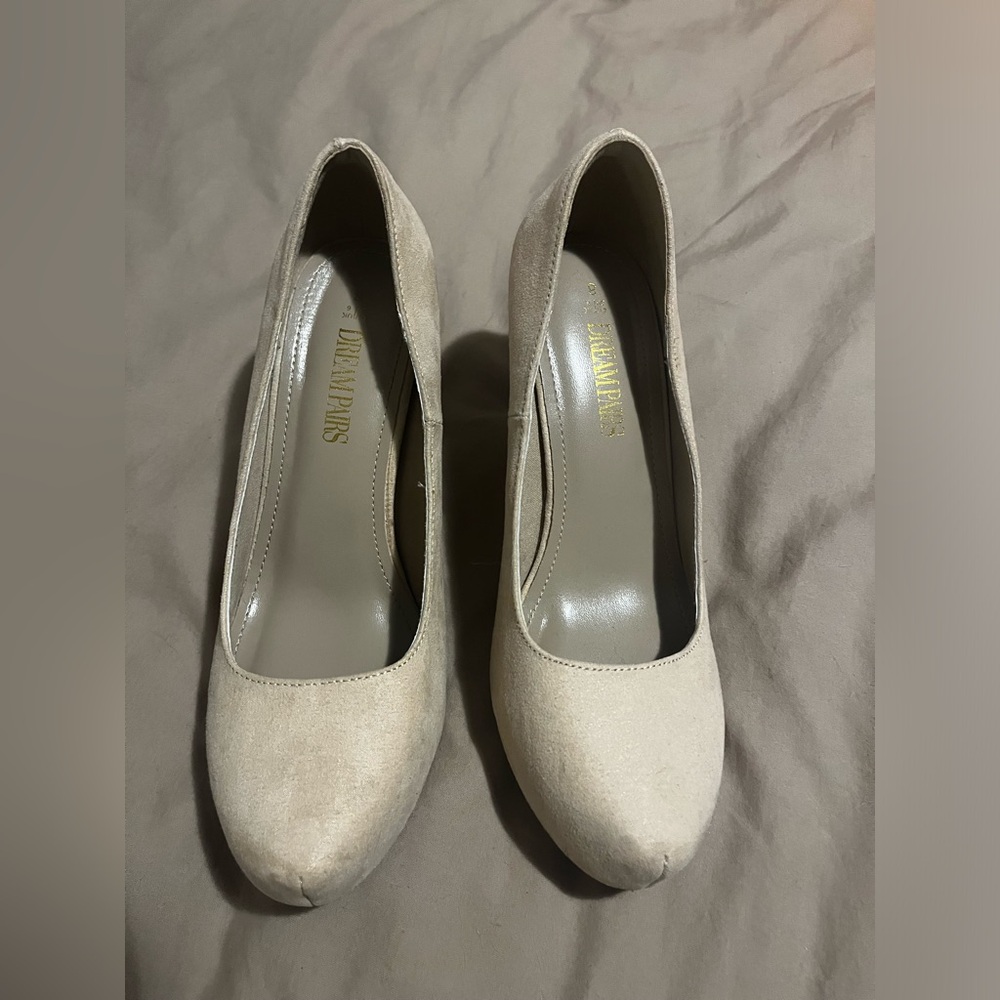 Beige high heels